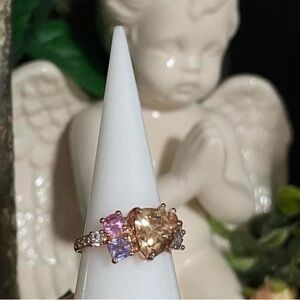 Elegant Multi Colored Pastel Rose Gold Ring
